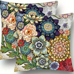 Cottagecore Farmhouse Boho Floral Pillow Covers Set Of 2 New